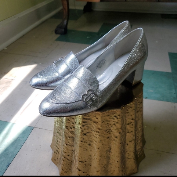Metallic Silver Block Heels - Picture 4 of 8